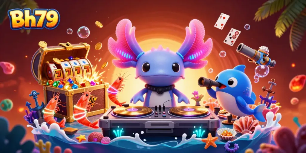 Engage with thrilling Bh79 casino experiences featuring slot reels, underwater treasure and fun characters.