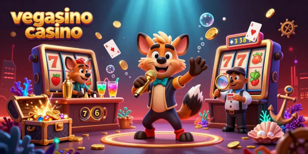 Experience the vibrant atmosphere of vegasino casino with animated hyenas in a lively scene.